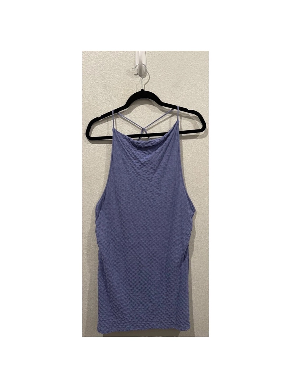 Women's Blue Textured Swim Coverup Halter Dress